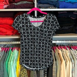 Loft navy/blue/white print short sleeve scoop neck t shirt size XS​